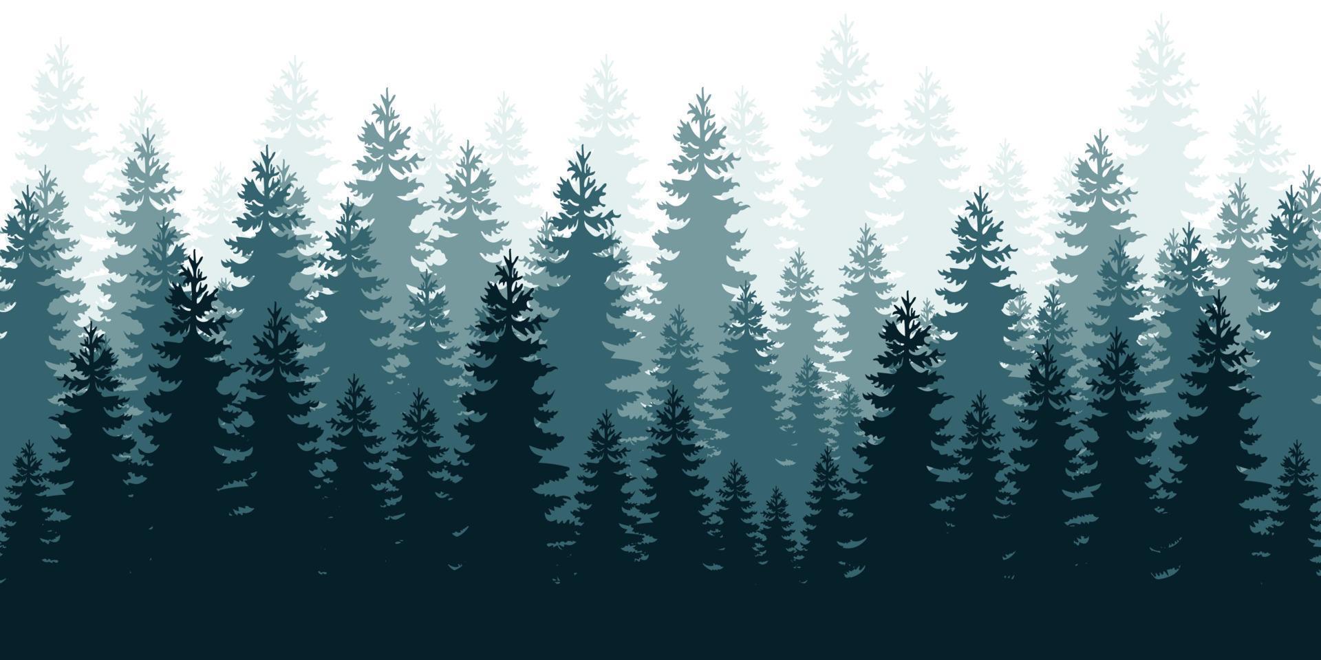 barr- skog bakgrund. natur, landskap. vintergröna barr- träd. tall, gran, silhuett vektor