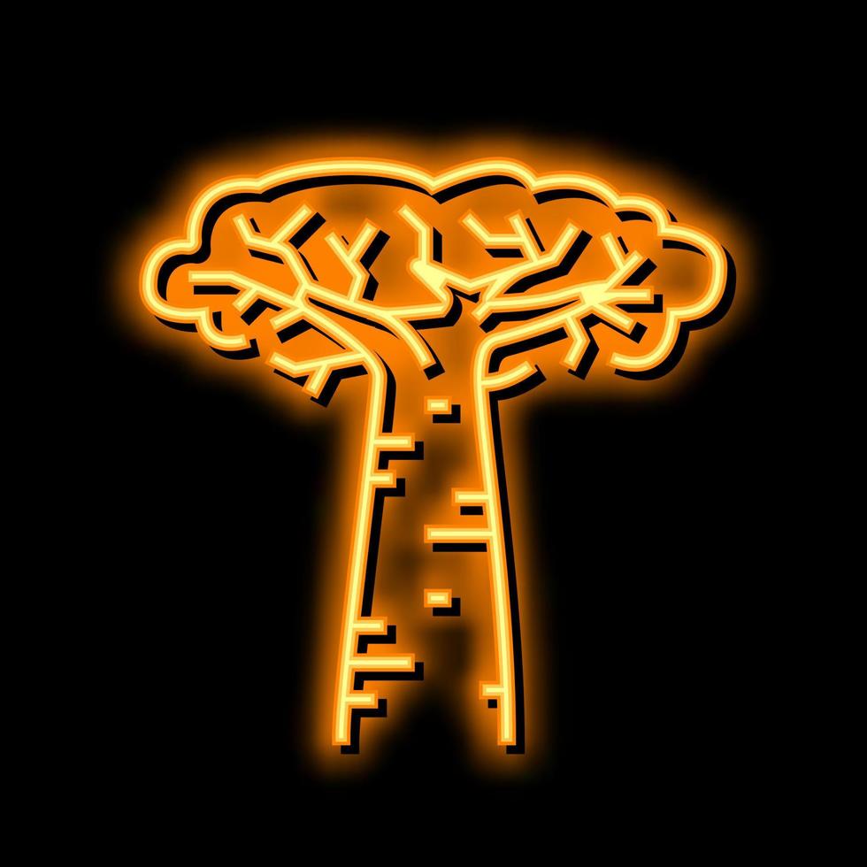 baobab afrika träd neon glöd ikon illustration vektor