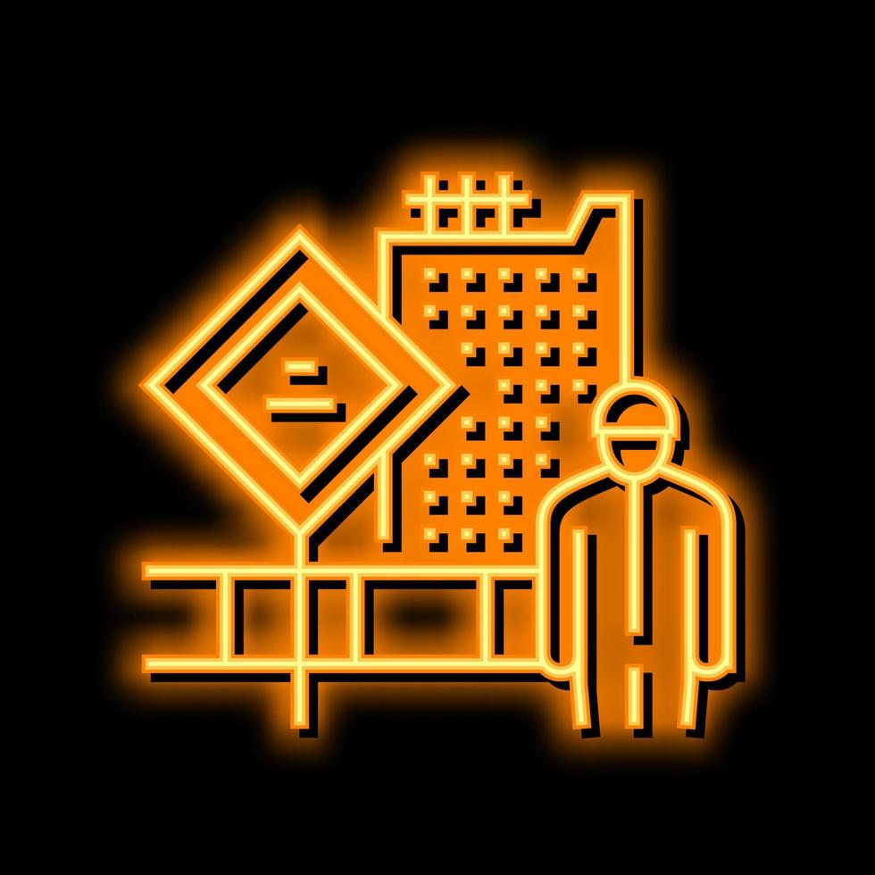 Ingenieur auf Konstruktion Hof Neon- glühen Symbol Illustration vektor