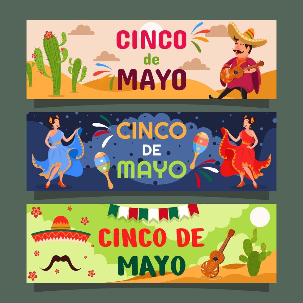 cinco de mayo mexikansk festival banner vektor