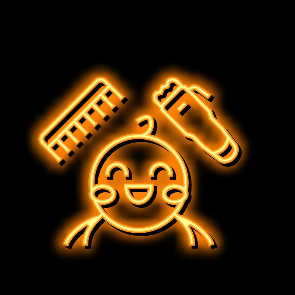 Baby zuerst Haarschnitt Neon- glühen Symbol Illustration vektor