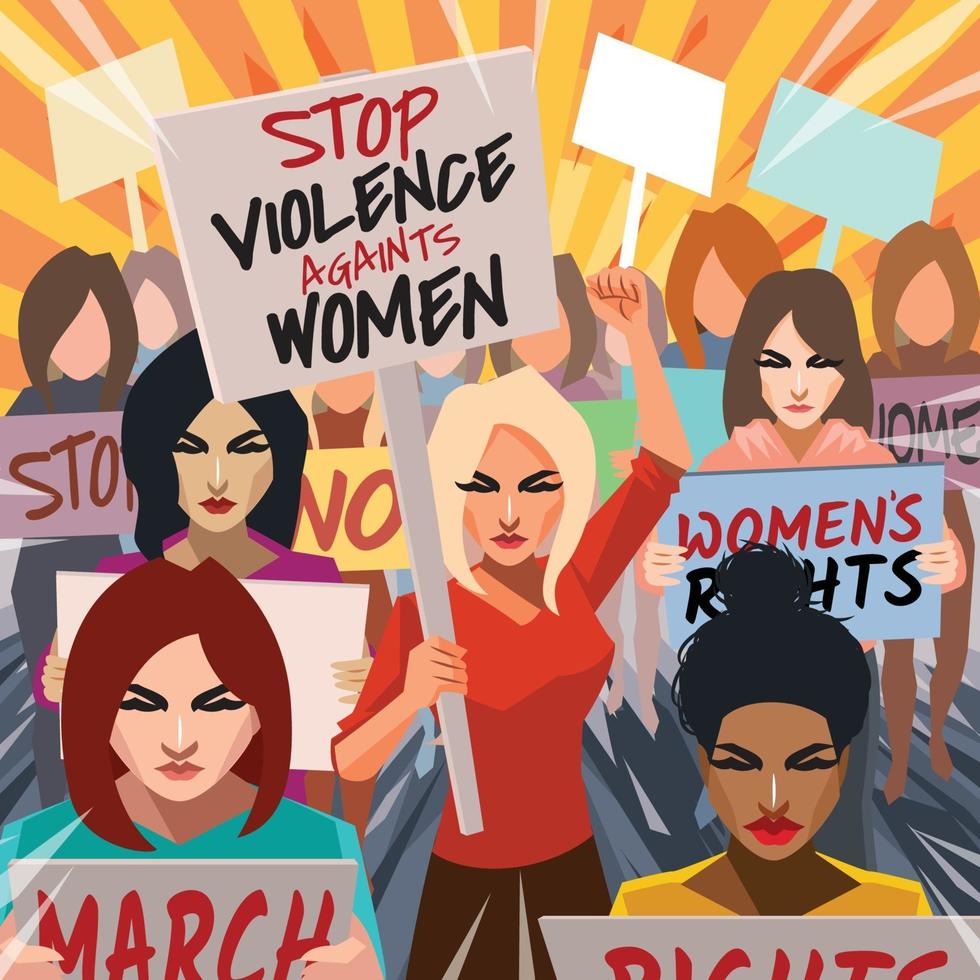 stoppa våld mot kvinnor protest koncept vektor