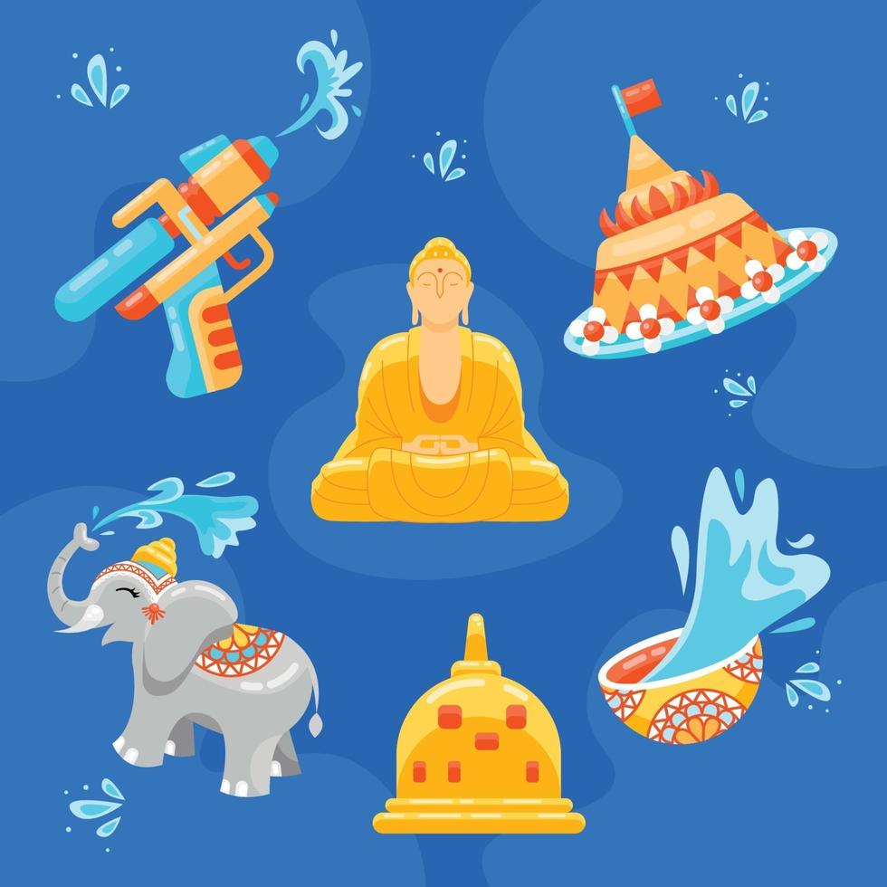 samling av Songkran-ikonen vektor