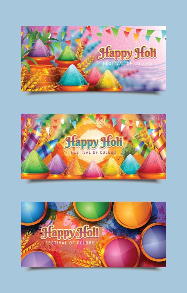 glada holi banner mallar vektor