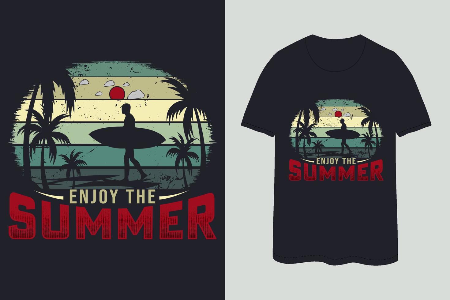 genießen das Sommer- Jahrgang Sommer- t Hemd Design vektor