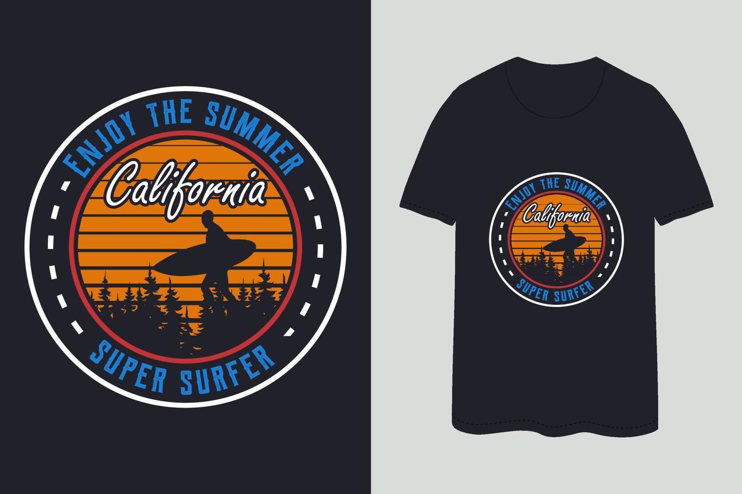 njut av de sommar kalifornien super surfare årgång t skjorta design vektor