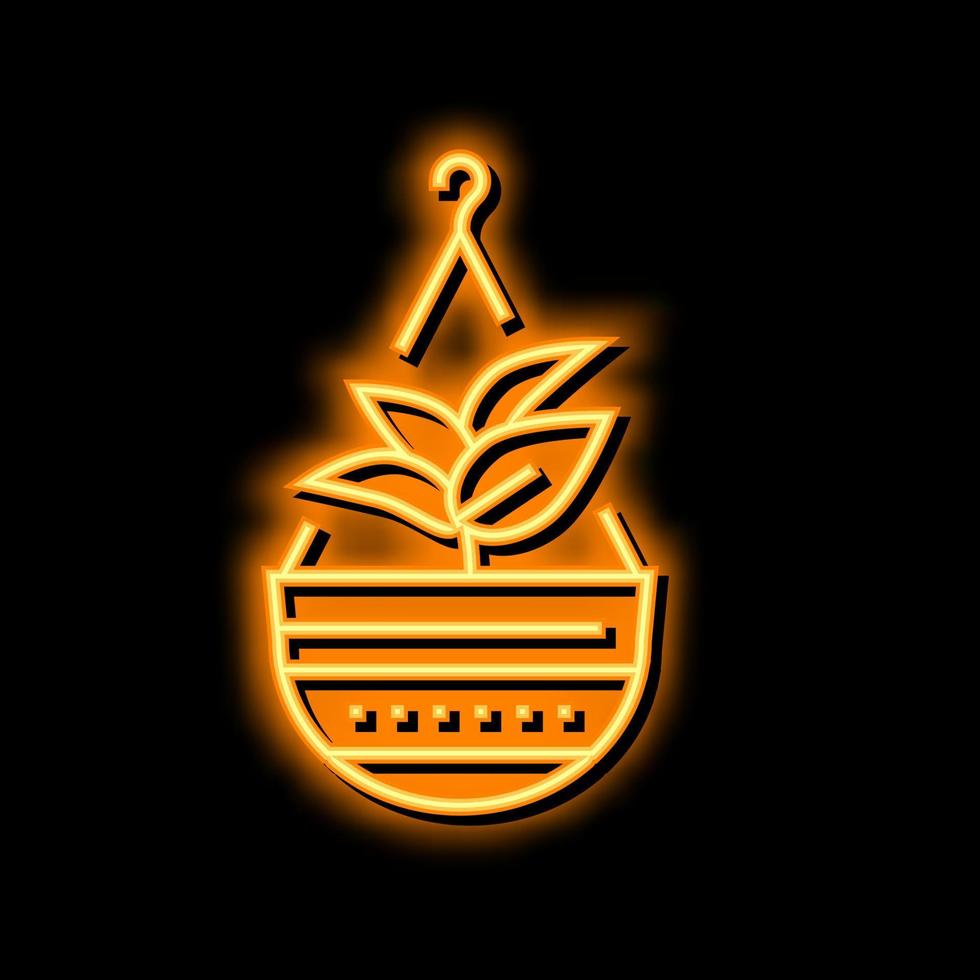 Pflanze Aufhänger Neon- glühen Symbol Illustration vektor