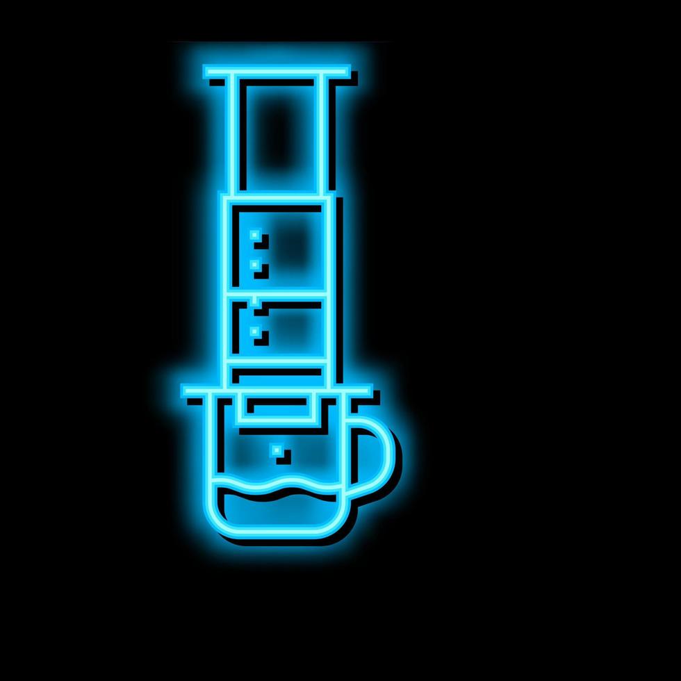 Aeropresse Kaffee Ausrüstung Neon- glühen Symbol Illustration vektor