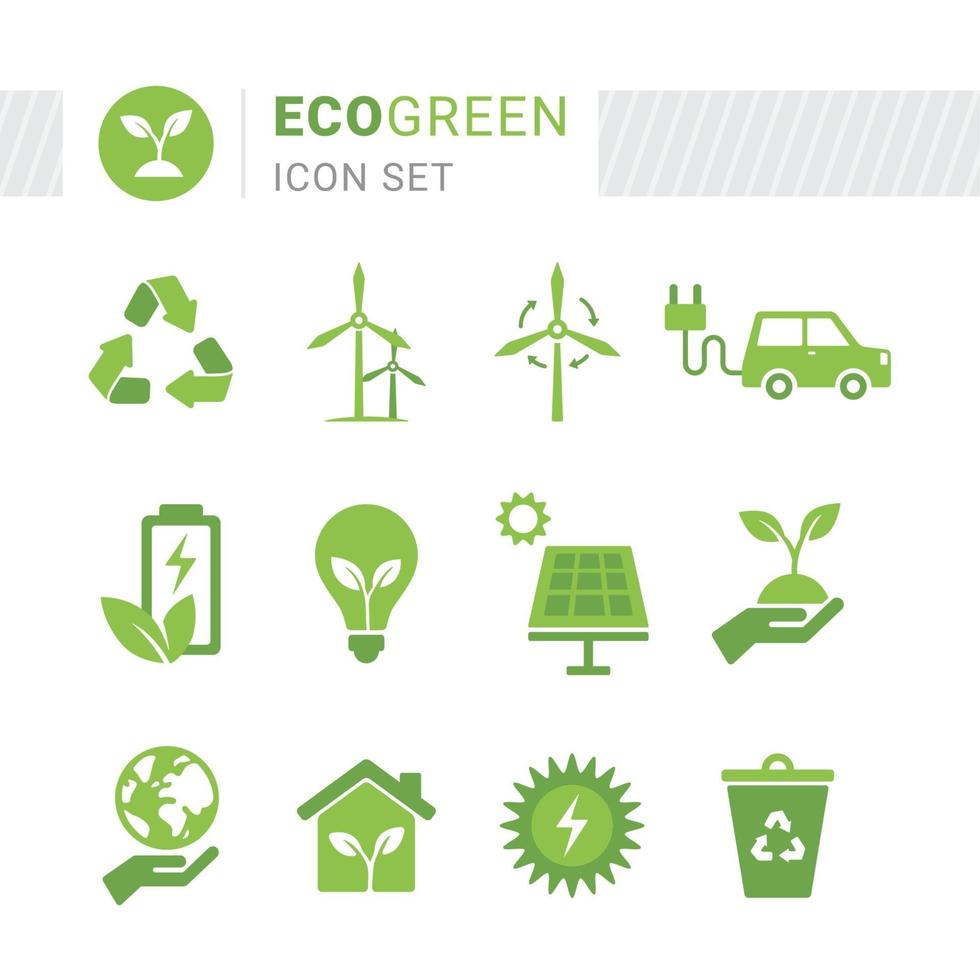 eko grön ikonuppsättning vektor