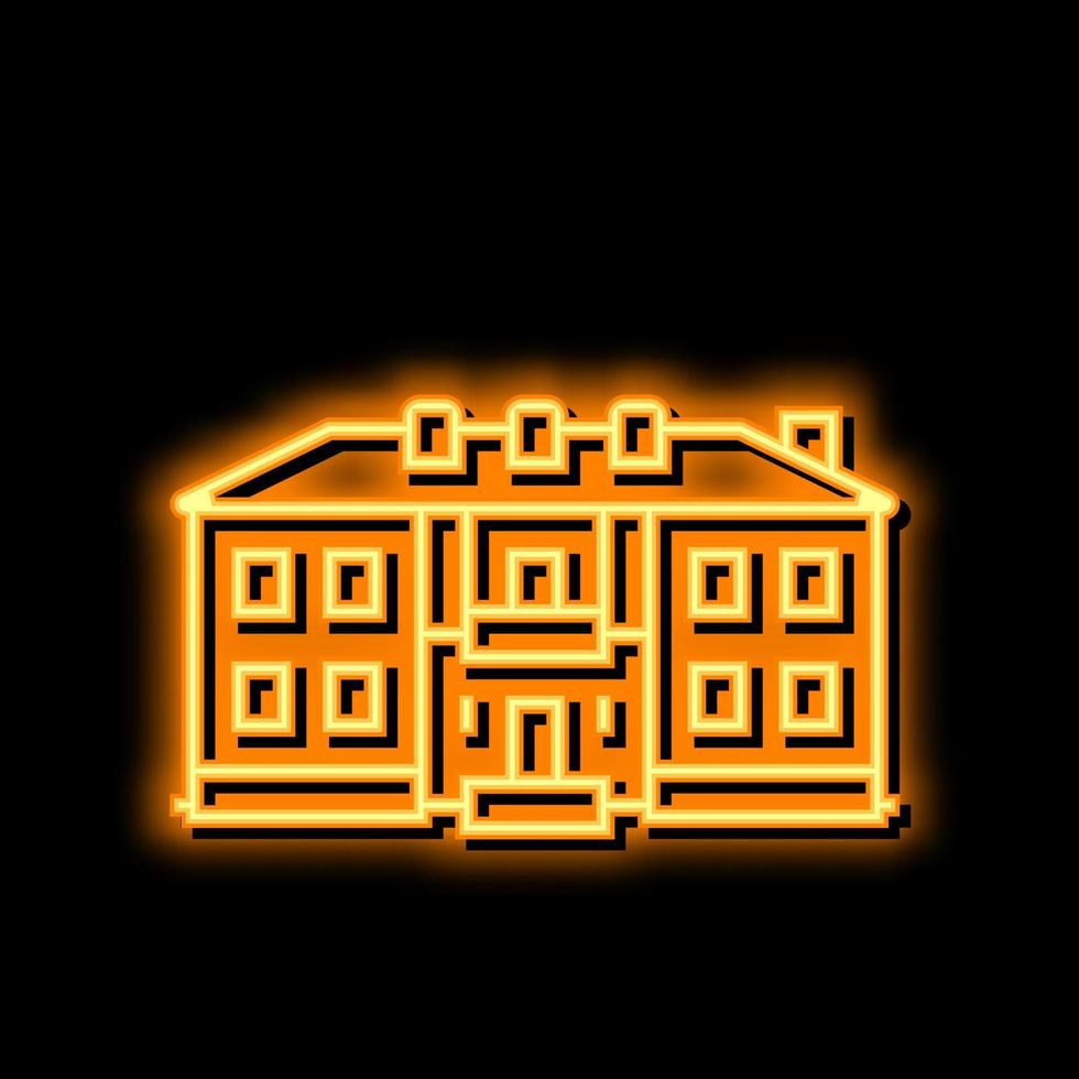 kolonial hus neon glöd ikon illustration vektor
