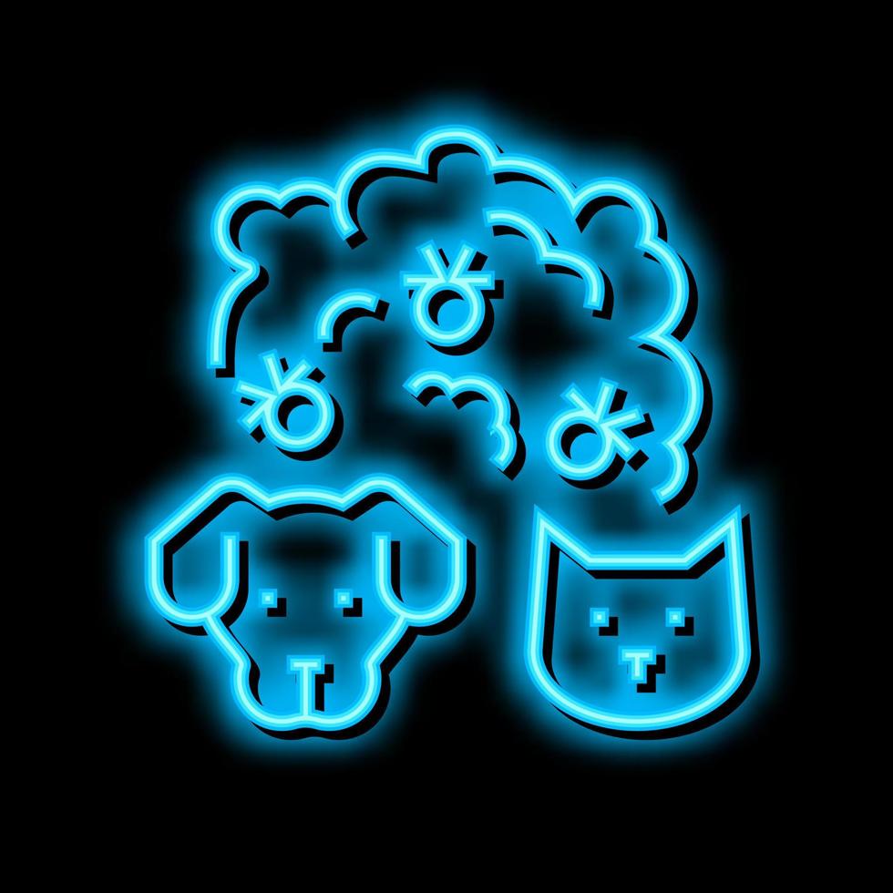 plåga inhemsk djur- neon glöd ikon illustration vektor