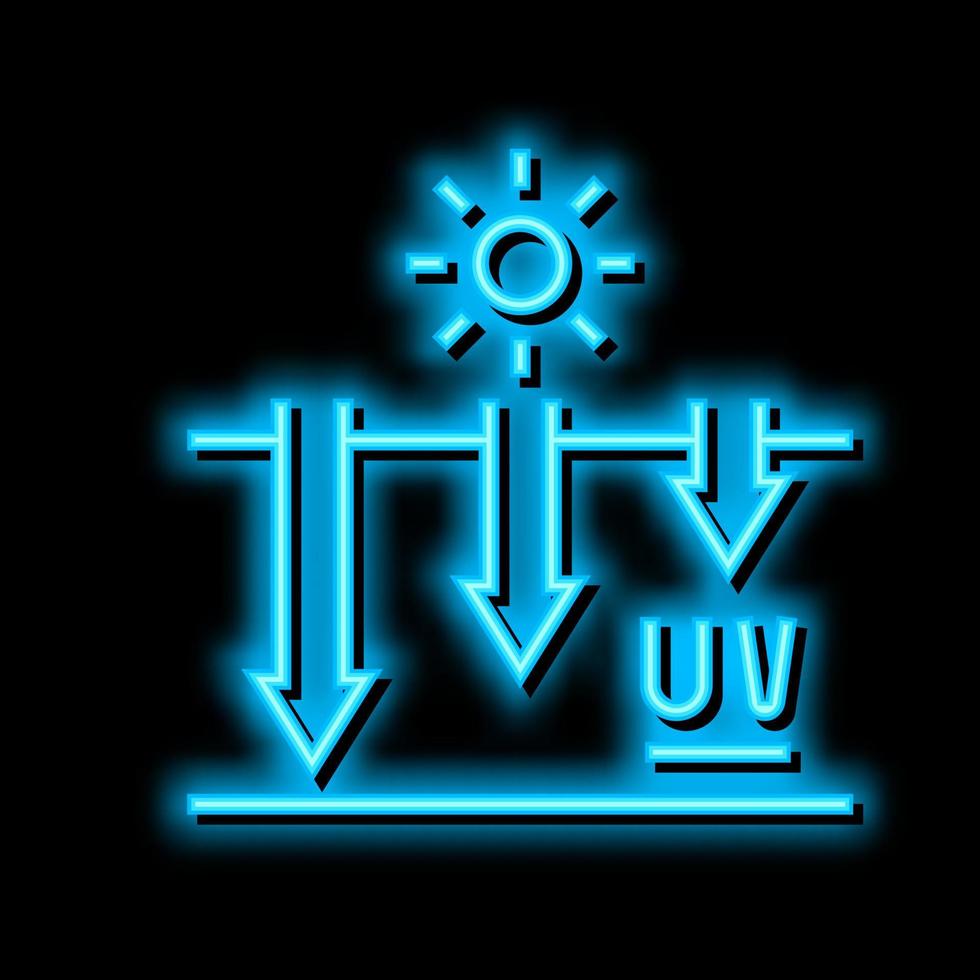 Exposition von Haut zu uv Strahlen Bräunen Prozess Neon- glühen Symbol Illustration vektor