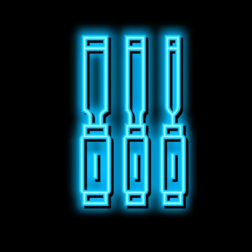 Meißel Zimmermann Werkzeuge Neon- glühen Symbol Illustration vektor