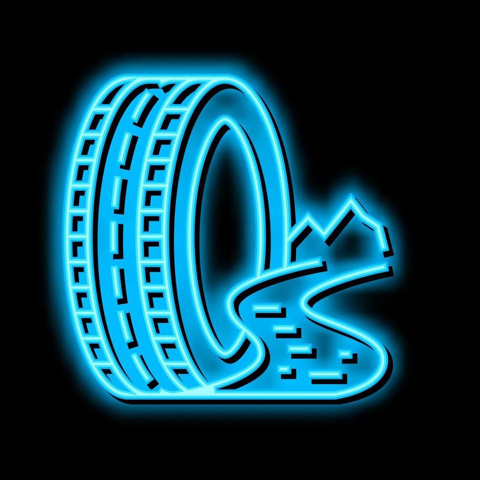 Schlamm Terrain Reifen Neon- glühen Symbol Illustration vektor