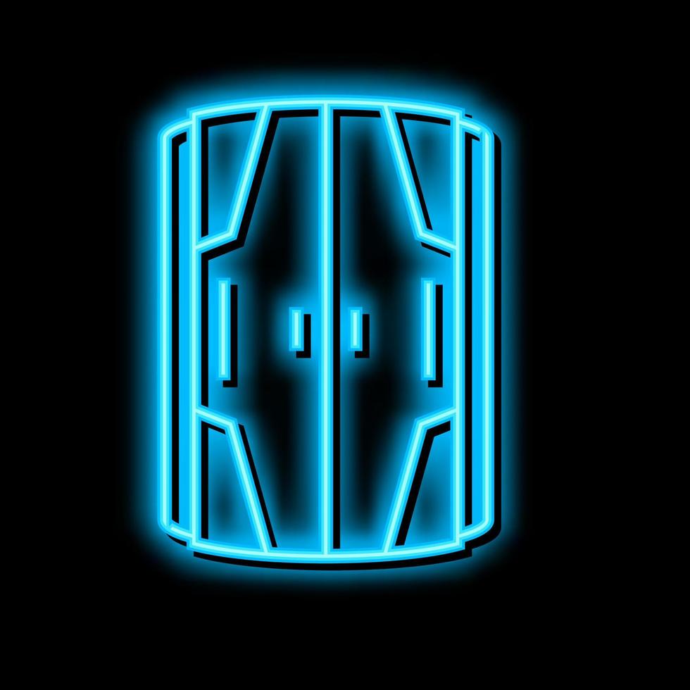 geschlossen Vertikale Kabine Solarium Ausrüstung Neon- glühen Symbol Illustration vektor