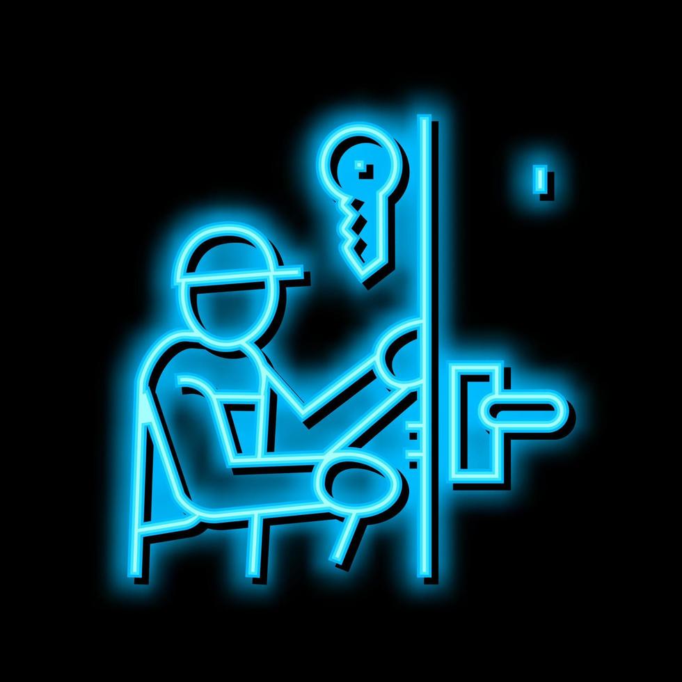 Schlosser reparieren Neon- glühen Symbol Illustration vektor