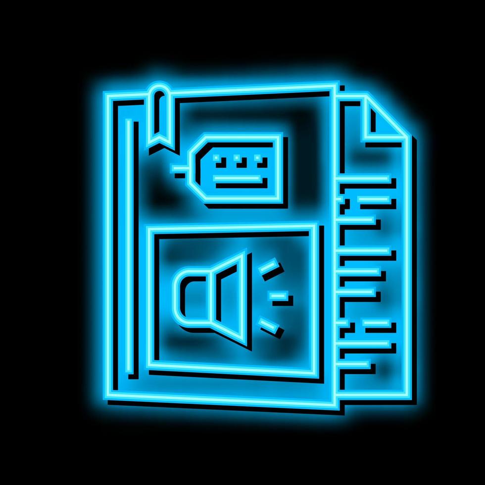 Regelbuch die Info Neon- glühen Symbol Illustration vektor