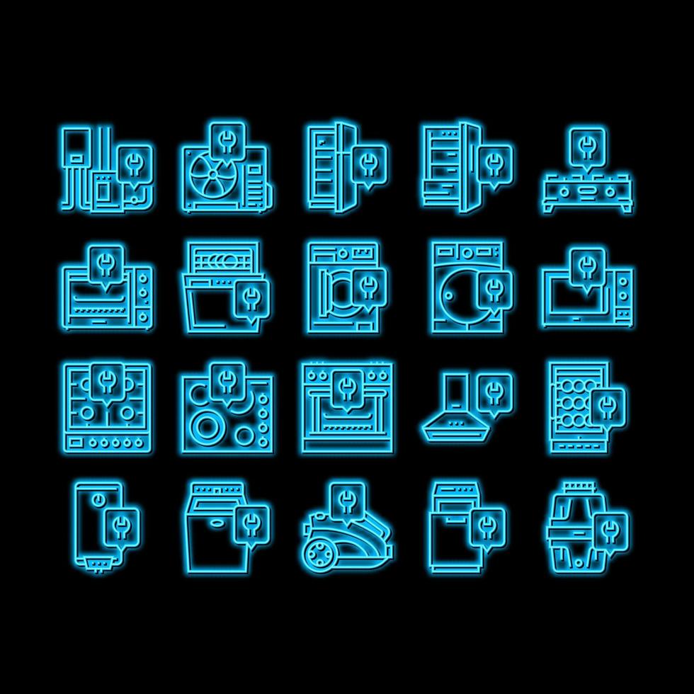 Haushaltsgeräte Reparatur Instandhaltung Neon- glühen Symbol Illustration vektor