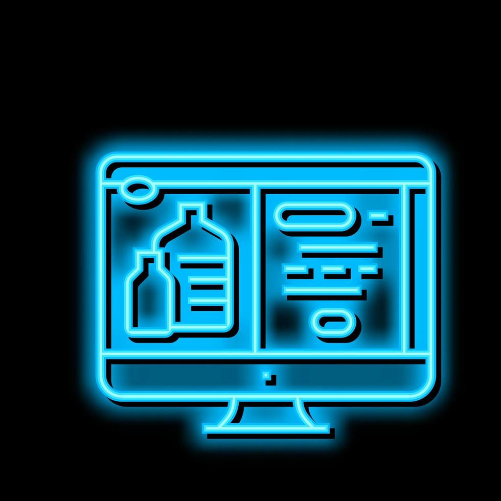 Netz Seite? ˅ zum Bestellung Wasser im Internet online Neon- glühen Symbol Illustration vektor