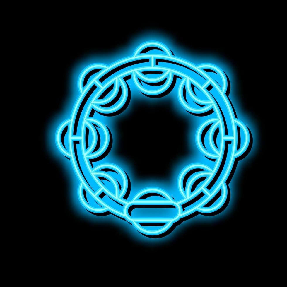 Tambourin rhythmisch Musical Instrument Neon- glühen Symbol Illustration vektor