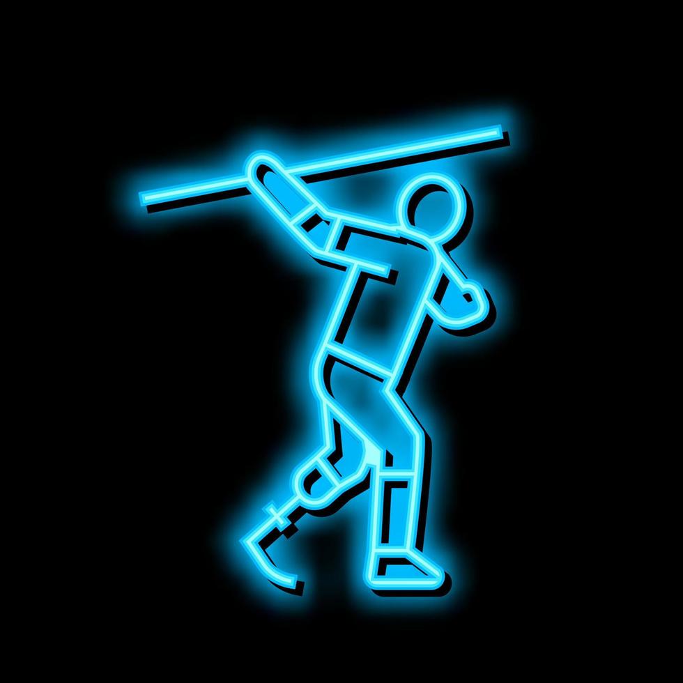 spjutkastning handikappade idrottare neon glöd ikon illustration vektor