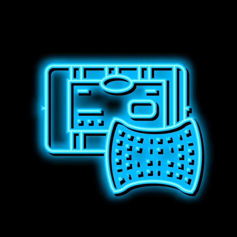 Schwamm waschen Zubehörteil Neon- glühen Symbol Illustration vektor