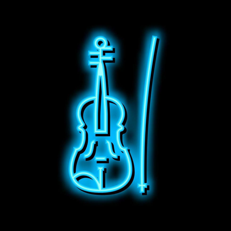 fiol musik instrument neon glöd ikon illustration vektor