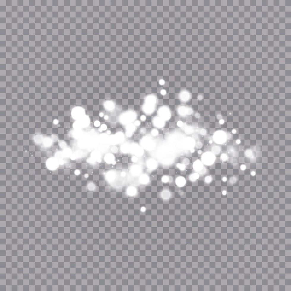 Glühender Lichteffekt mit vielen Glitzerpartikeln isolierter Hintergrund. Vektor Sternenwolke mit Staub. magische Weihnachtsdekoration