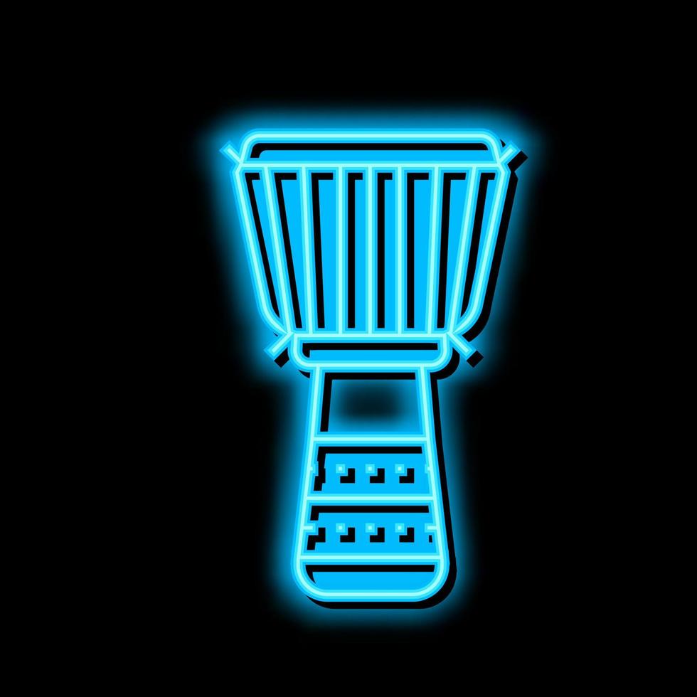 djembe trumma instrument neon glöd ikon illustration vektor