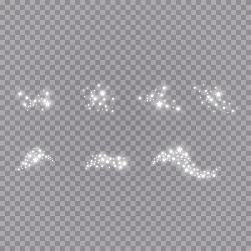 Satz von leuchtenden Lichteffekten mit vielen Glitzerpartikeln isolierten Hintergrund. Vektorsternwolke mit Staub. magische Weihnachtsdekoration vektor