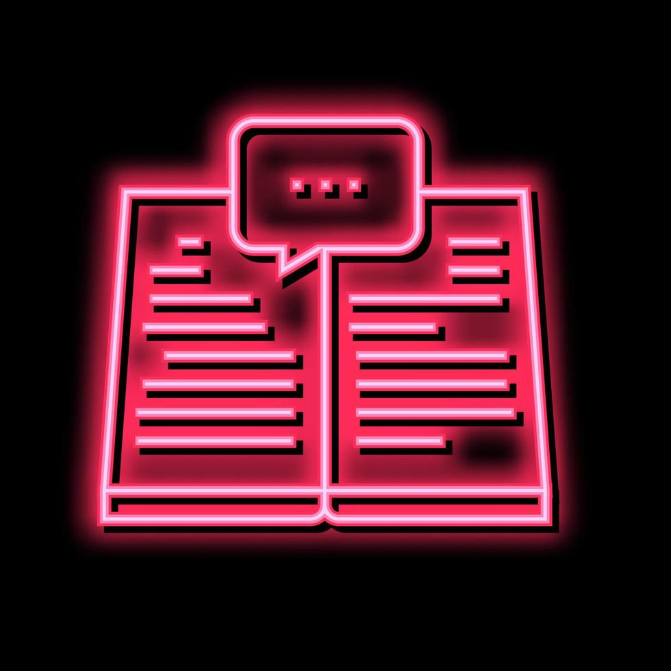 lesen Buch Neon- glühen Symbol Illustration vektor