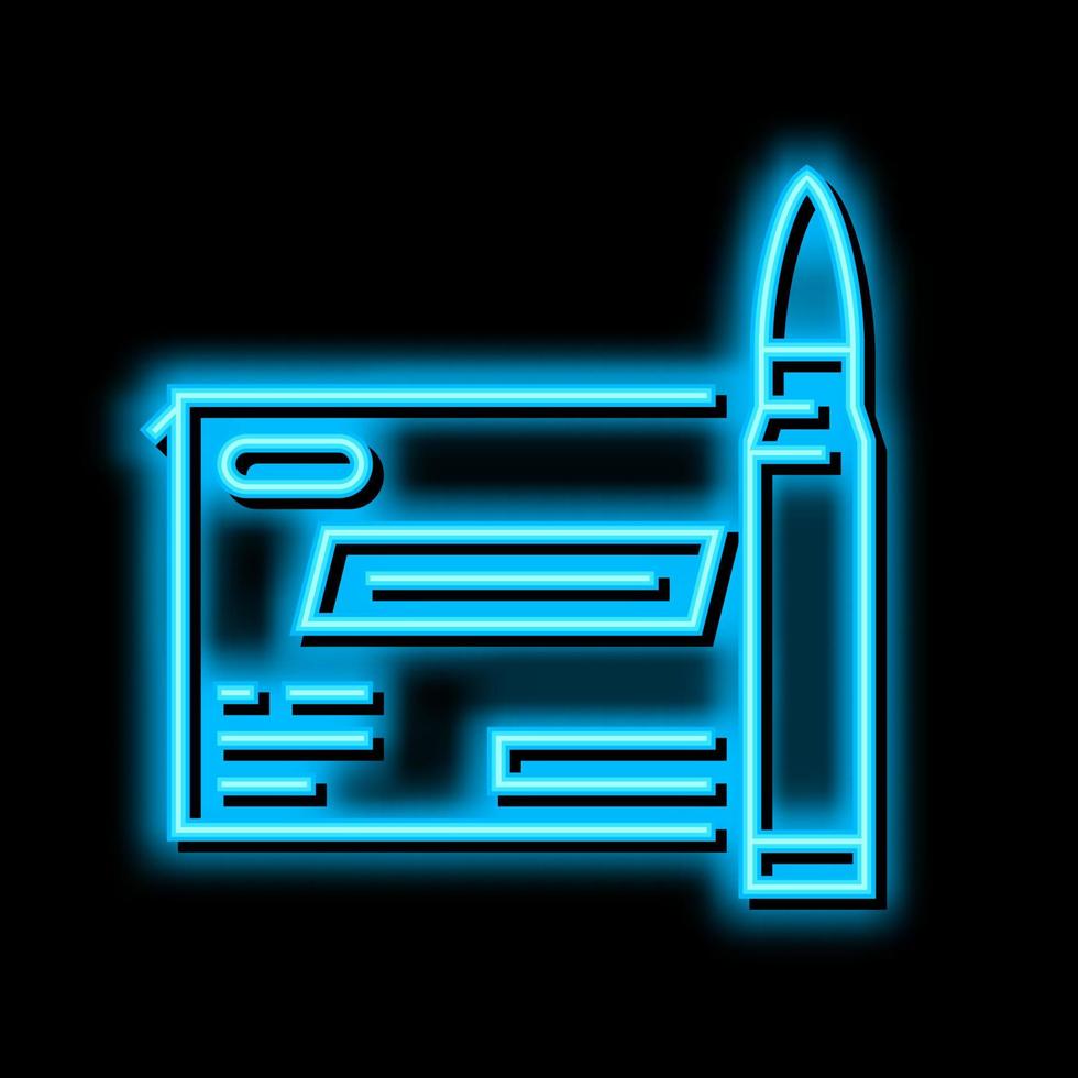 Zentralfeuer Gewehr Munition Neon- glühen Symbol Illustration vektor