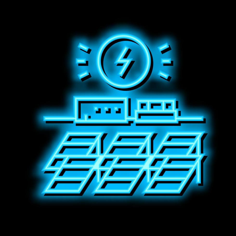 Solar- Elektrizität Panel Neon- glühen Symbol Illustration vektor