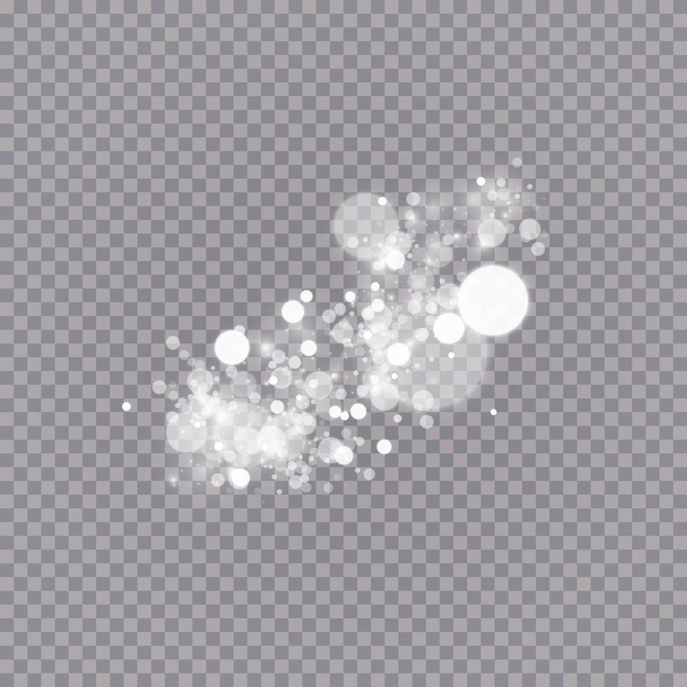 Glühender Lichteffekt mit vielen Glitzerpartikeln isolierter Hintergrund. Vektor Sternenwolke mit Staub. magische Weihnachtsdekoration