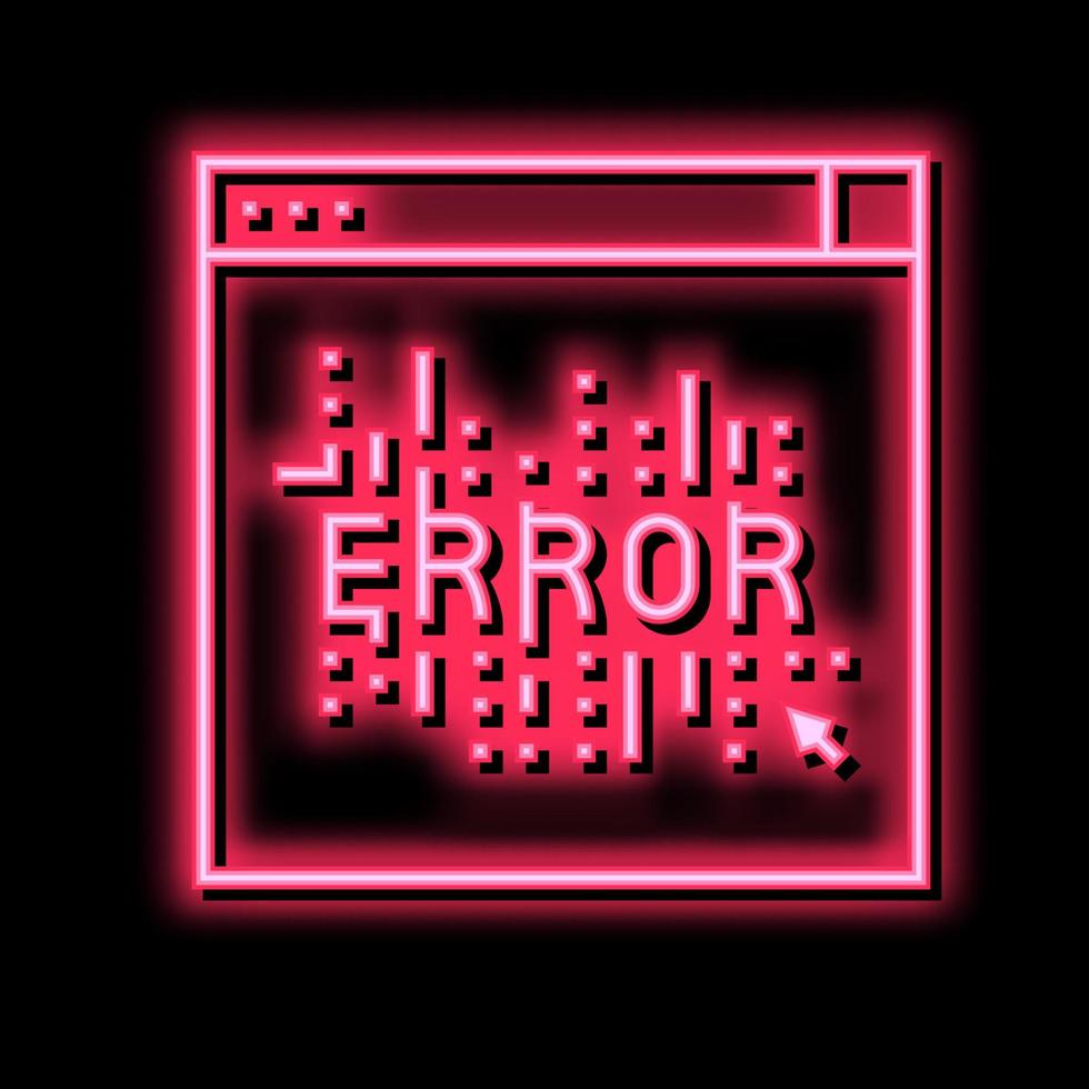 dator fel neon glöd ikon illustration vektor