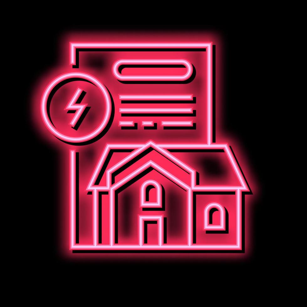hus elektricitet kontrakt neon glöd ikon illustration vektor