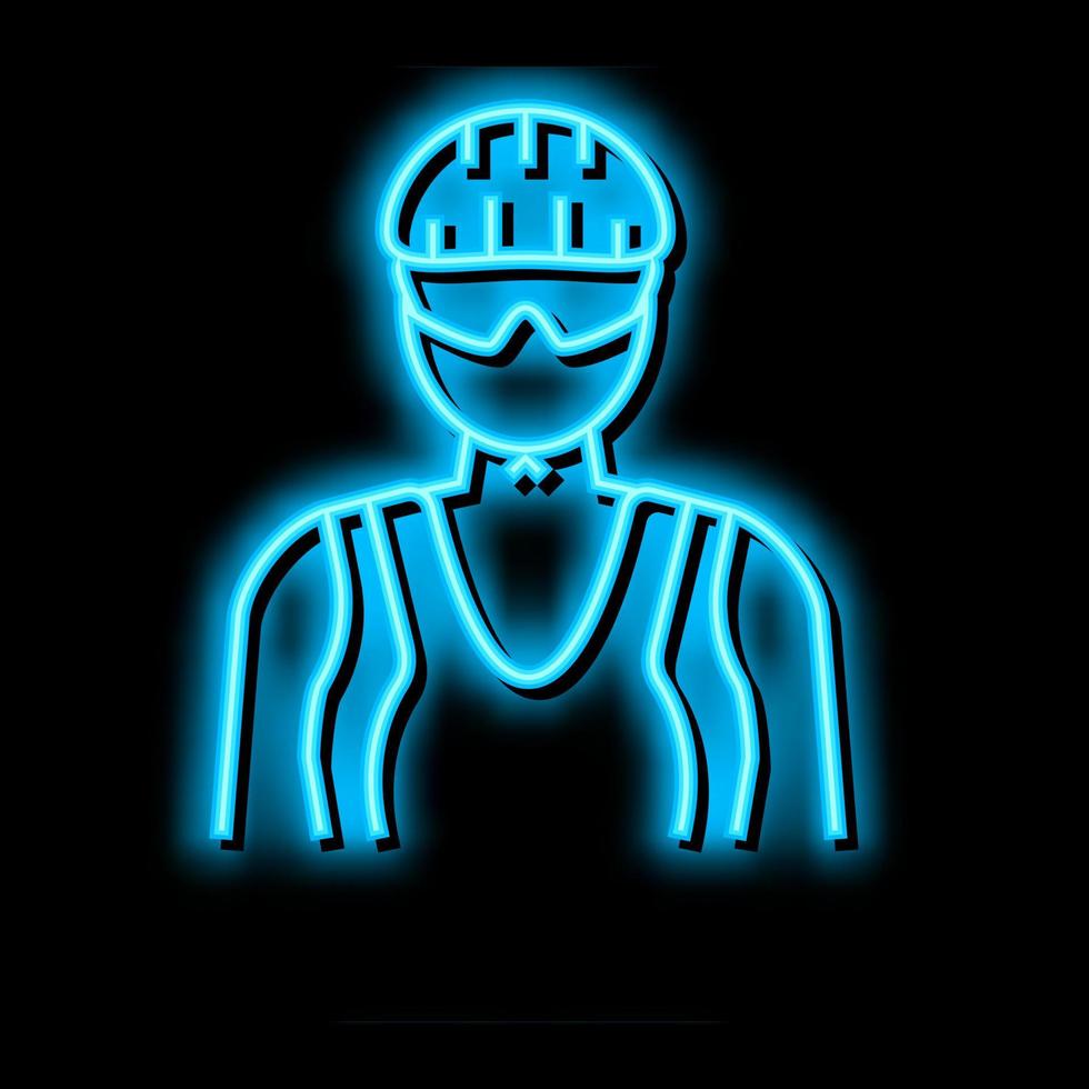 kvinna cyklist neon glöd ikon illustration vektor