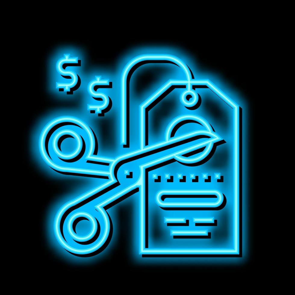 Schnitt Preis Neon- glühen Symbol Illustration vektor