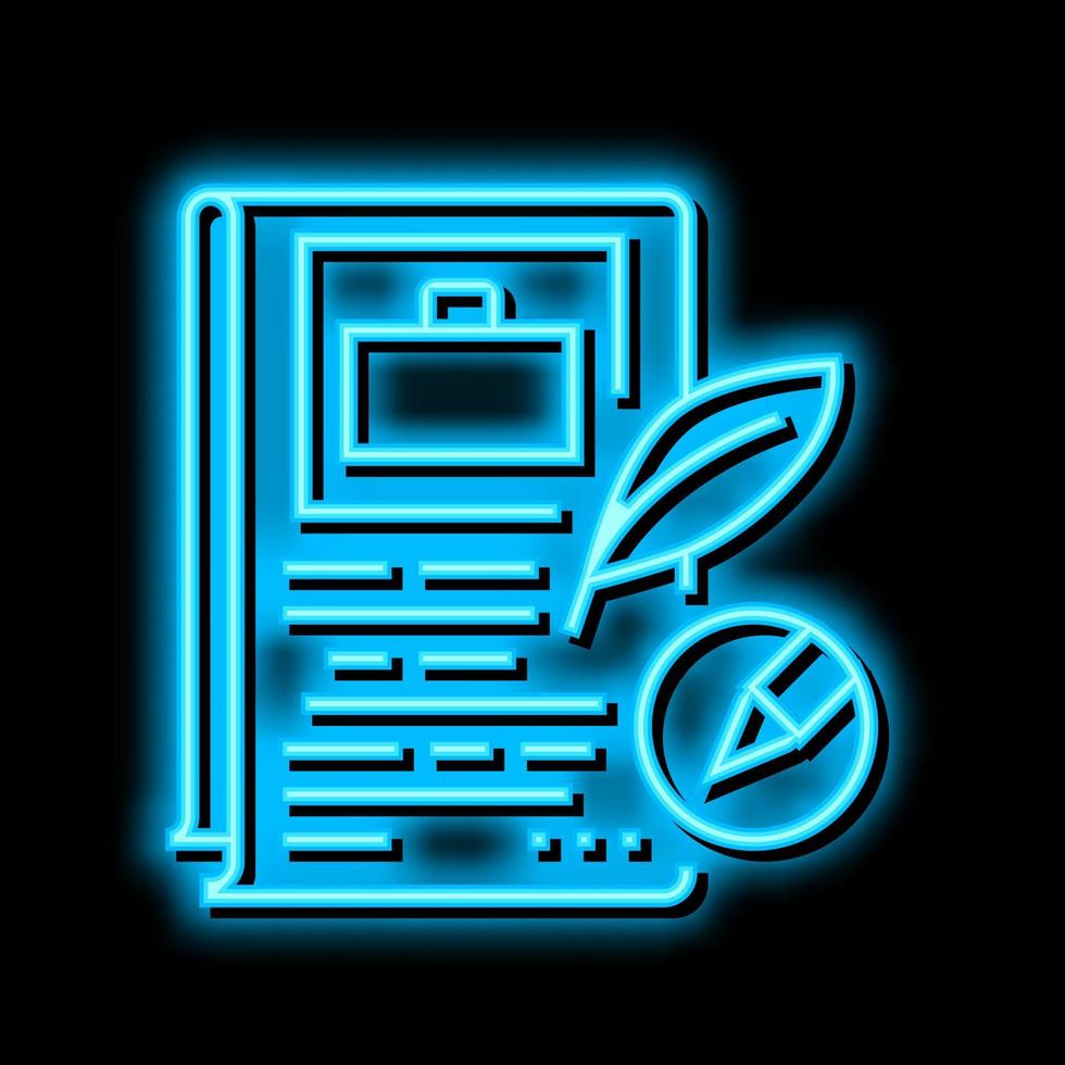 Geschichtenerzählen Schreiben Neon- glühen Symbol Illustration vektor