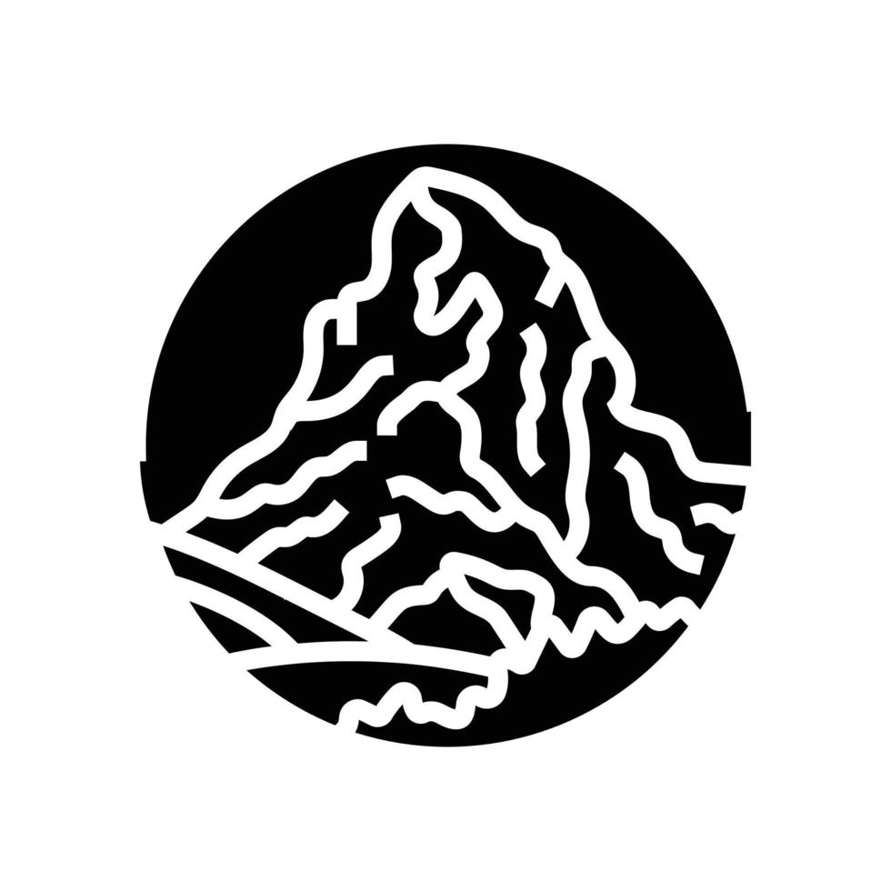 vinter- berg landskap glyf ikon vektor illustration