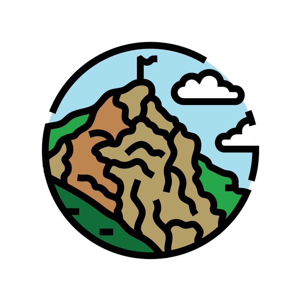 hoch Berg Landschaft Farbe Symbol Vektor Illustration