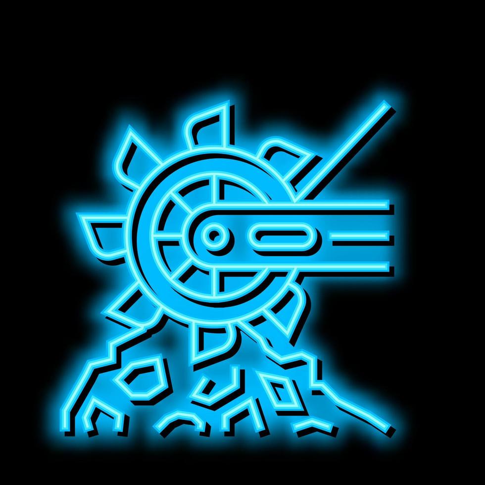 Bagger Bergbau Maschine Neon- glühen Symbol Illustration vektor