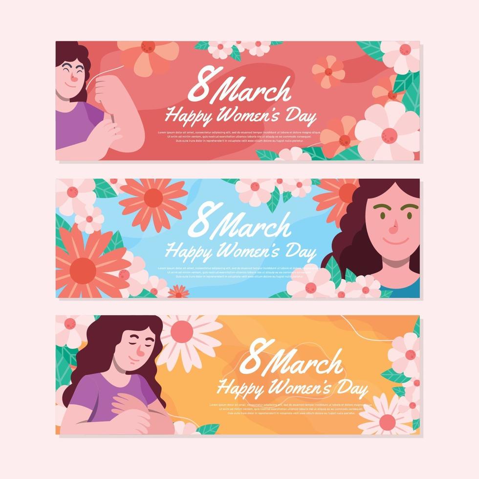 Frauentag Banner Set vektor