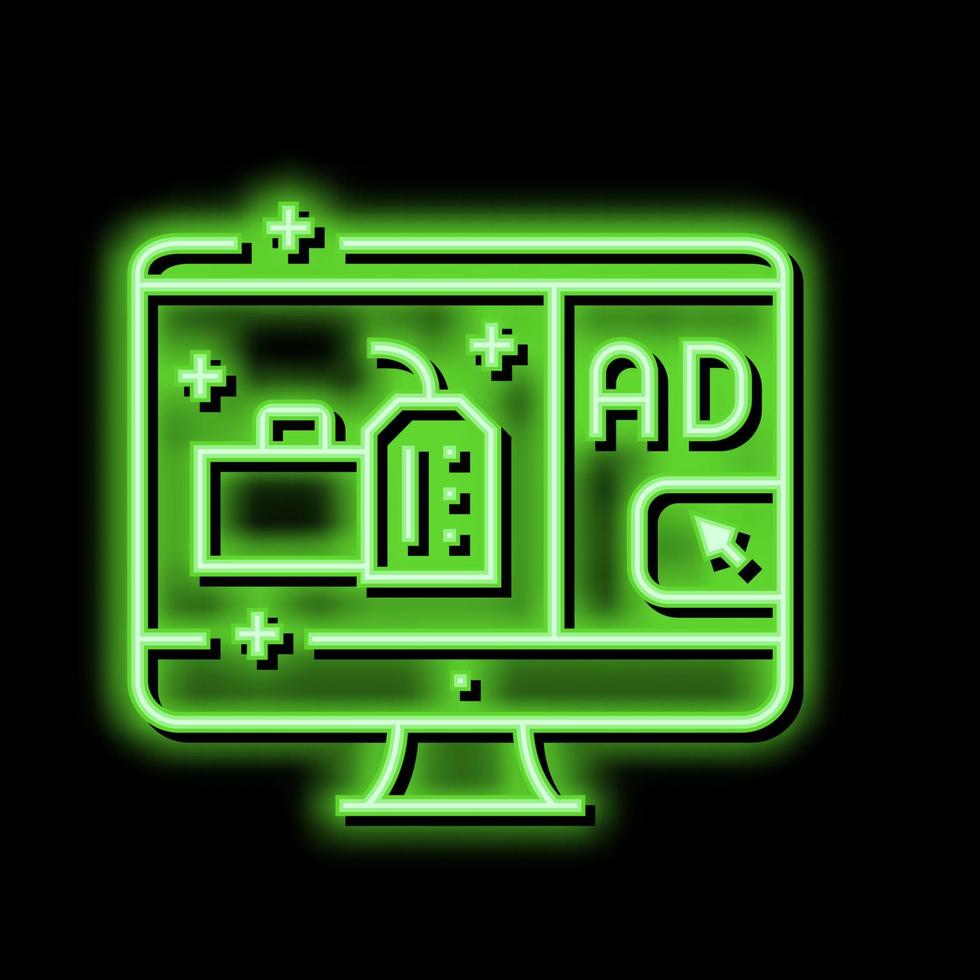 uppkopplad reklam neon glöd ikon illustration vektor