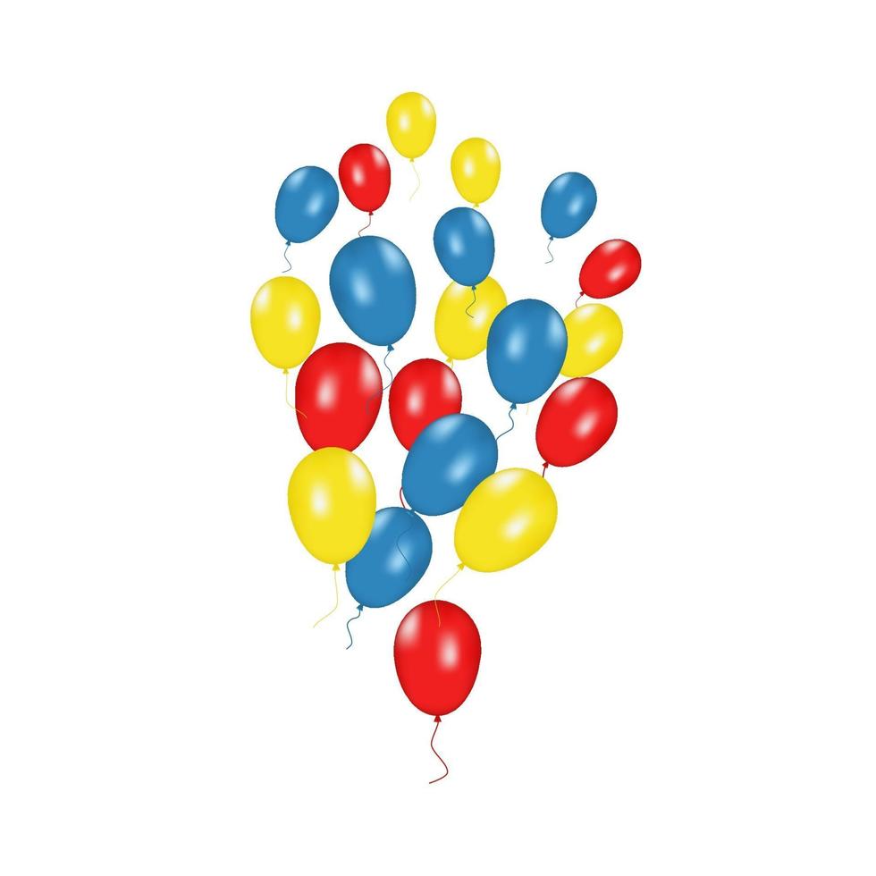 luftballonger isolerade. färg sammansättning av realistiska vektor ballonger isolerad på vit bakgrund. ballonger isolerade. festlig vektorillustration