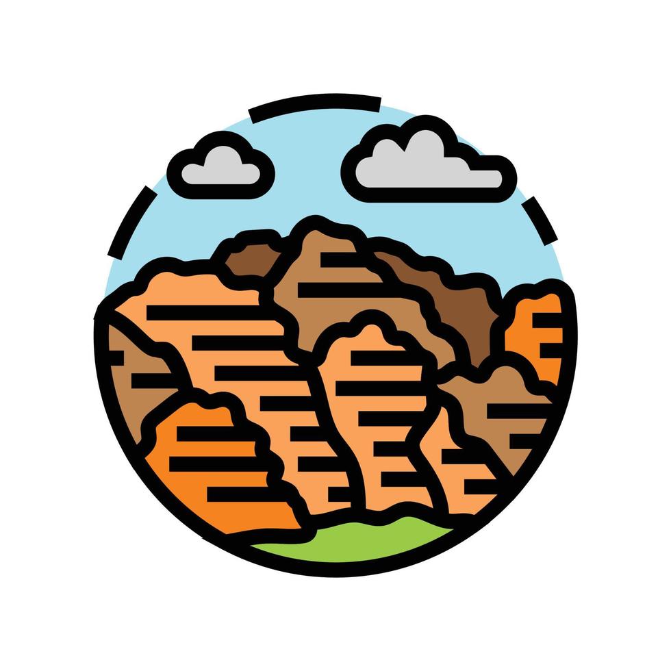 Tourismus Berg Landschaft Farbe Symbol Vektor Illustration