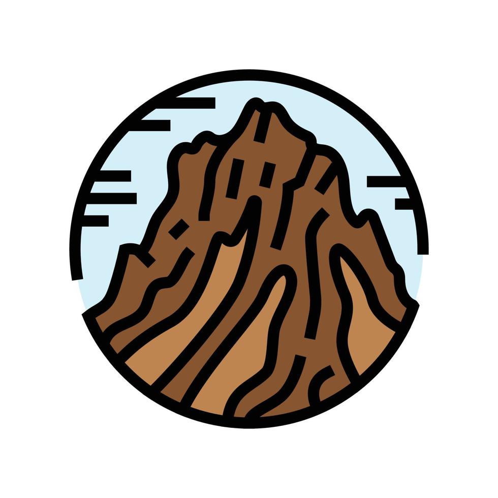 Gipfel Berg Landschaft Farbe Symbol Vektor Illustration