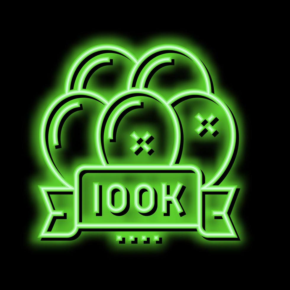 100k Party Feier Luftballons Neon- glühen Symbol Illustration vektor