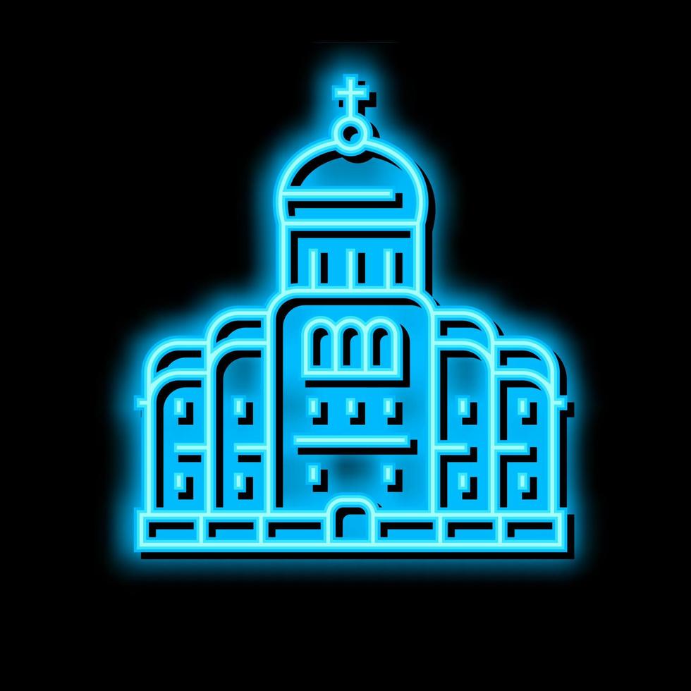 Kirche oder Kloster Christentum Gebäude Neon- glühen Symbol Illustration vektor