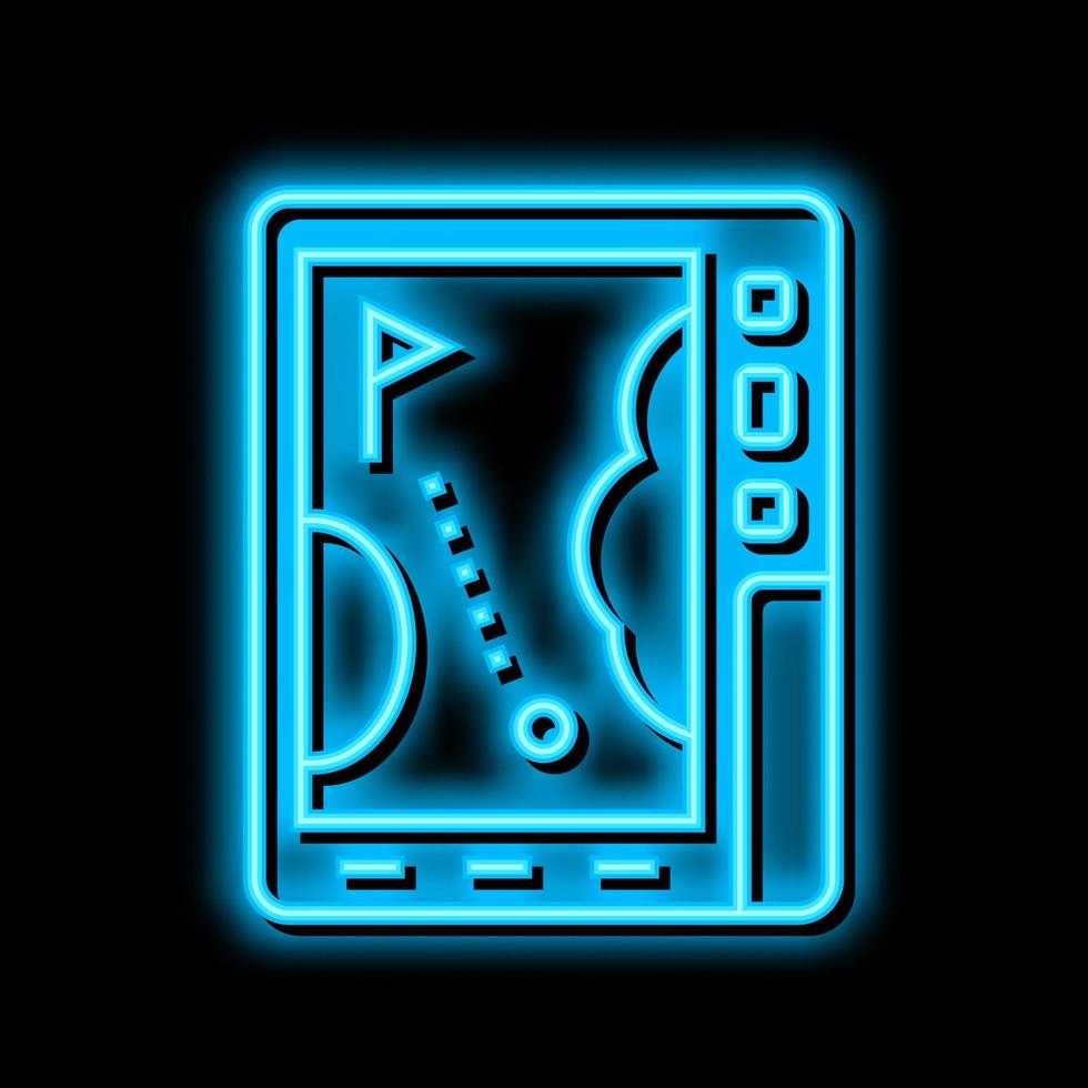 Geographisches Positionierungs System Gerät Golf Spiel Neon- glühen Symbol Illustration vektor